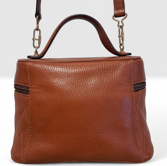 Vintage Mark Cross Quilted Leather  Vanity Bag-Cognac Brown-Made in Italy - Picture 2 of 7